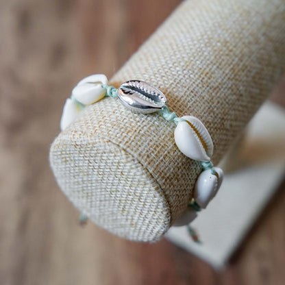 Bracelet cauri vert d'eau