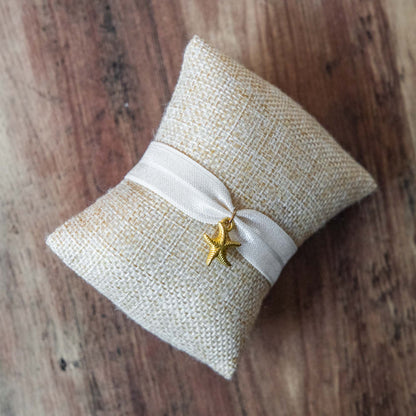 Bracelet ruban beige motif étoile de mer